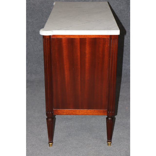 1940s Signed Maison Jansen Brass Mounted Chinoiserie Marble Top Louis XVI Commode For Sale - Image 5 of 14