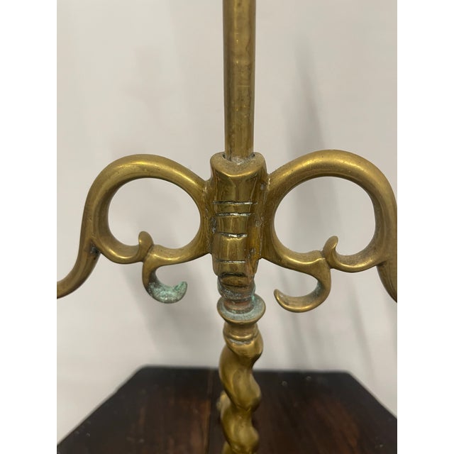Gothic Pair of Brass Jacobean Style Barley Twist 2-Light Adjustable Candelabra For Sale - Image 3 of 7
