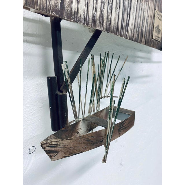 Curtis Jere Artisan House Mid-Century Country Barn Bridge With Row Boat, 1995 For Sale - Image 9 of 11
