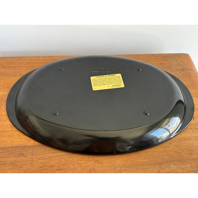1970s Vintage Black Lacquer Couroc Fish House Tray With Wood and Brass Inlay For Sale - Image 5 of 7