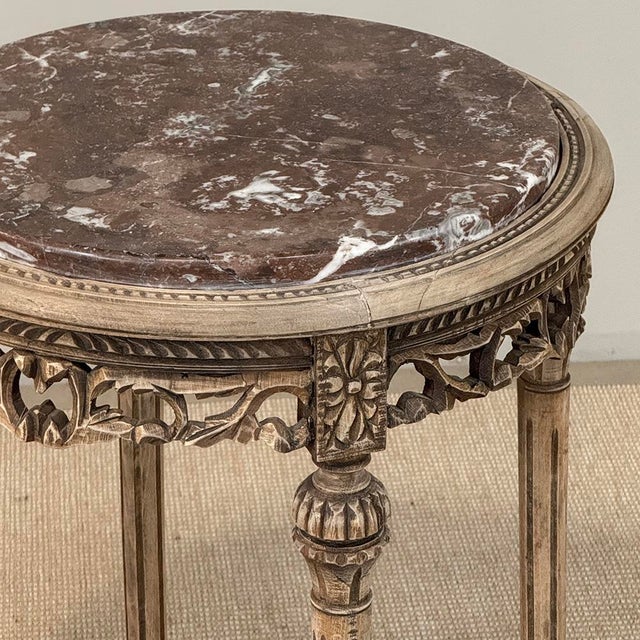Antique French Louis XVI Stripped Marble Top Occasional Table For Sale - Image 16 of 18