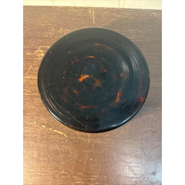 Murano Murano Blown Glass Pocket Tortoise Shell Ashtray Amber W/ Brown,MCM, Heavy, VTG For Sale - Image 4 of 5