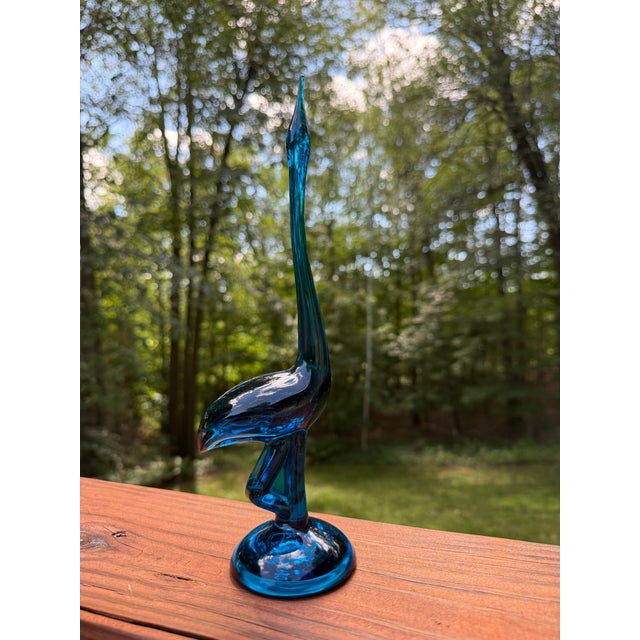 1960s Blue Viking Glass Bluenique Egret Crane Figurine For Sale - Image 11 of 11
