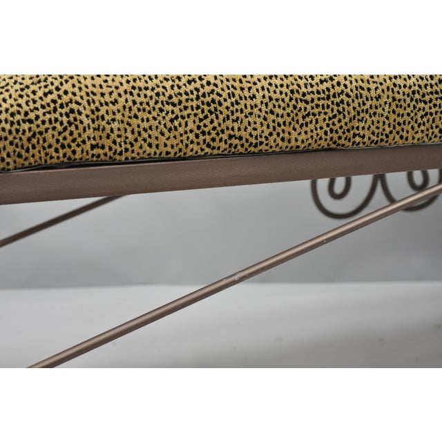 Early 21st Century Leopard Cheetah Print Wrought Iron Scrolling Metal Long Bench Seat Chairish