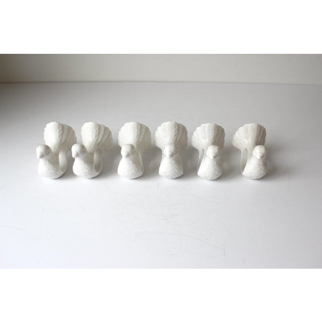 Late 20th Century Vintage White Porcelain Dove Napkin Rings- Set of 6 For Sale - Image 5 of 10