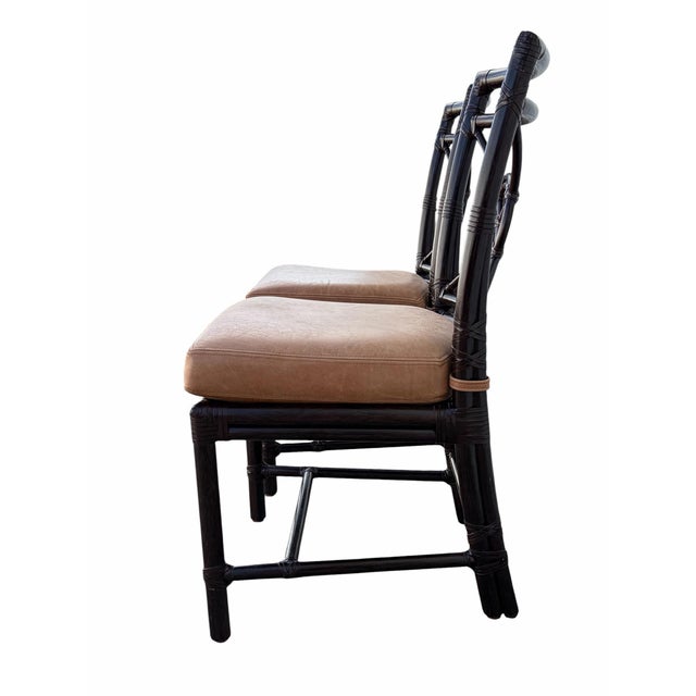 Early 21st Century McGuire Rattan Target Back Dining Chairs - A Pair For Sale - Image 5 of 8