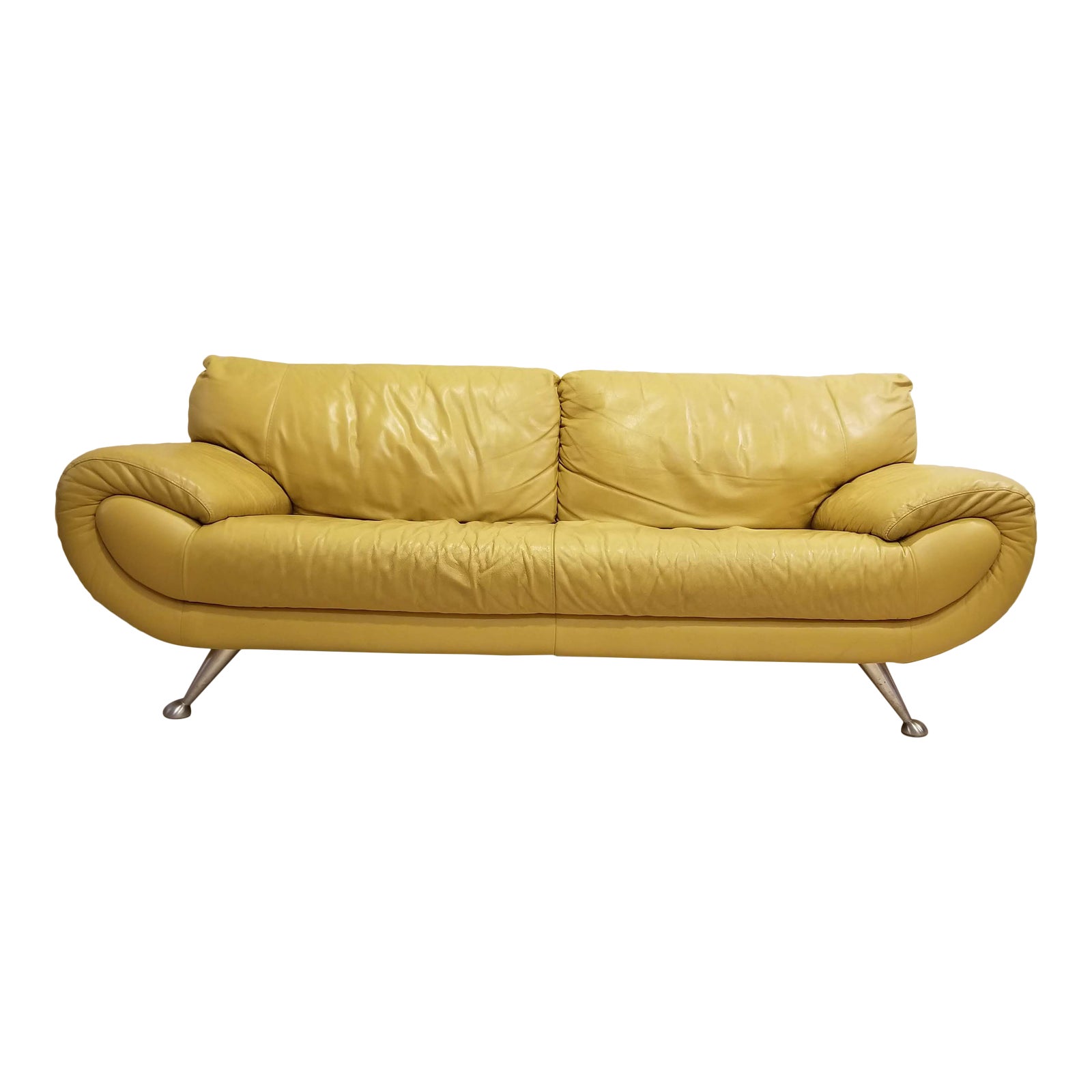 Modern Nicoletti Home Italian Yellow Leather Sofa Chairish