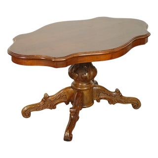Vintage Italian Walnut Baroque Coffee Table For Sale