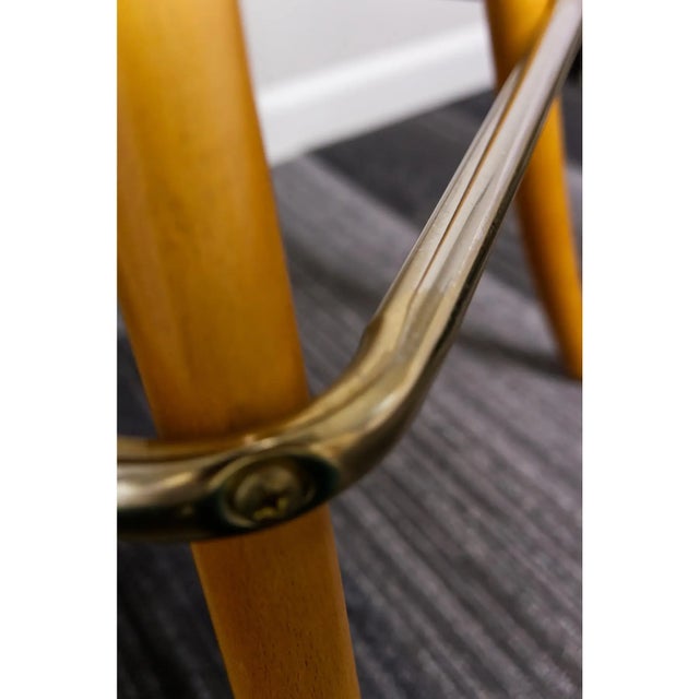 1995 Bentwood Swivel Barstools Reupholstered - A Pair For Sale - Image 4 of 7