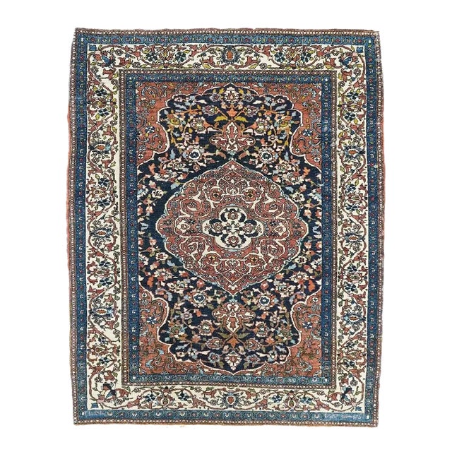 Antique Isfahan Rug 3'5'' x 4'6'' For Sale