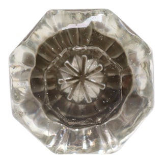 Antique Octagon Clear Glass Brass Dummy Door Knob Set For Sale