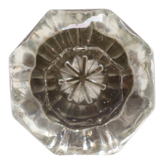 Antique Octagon Clear Glass Brass Dummy Door Knob Set For Sale