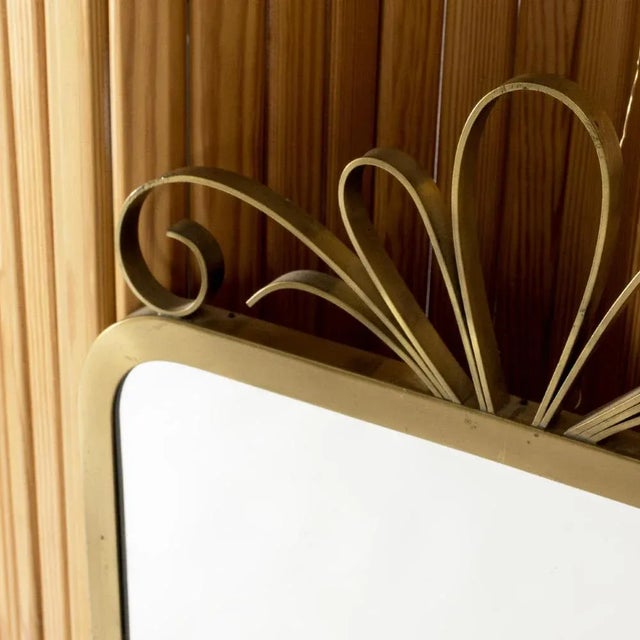 1940s Vintage Brass Wall Mirror from Ystad Metall, 1940s For Sale - Image 5 of 8