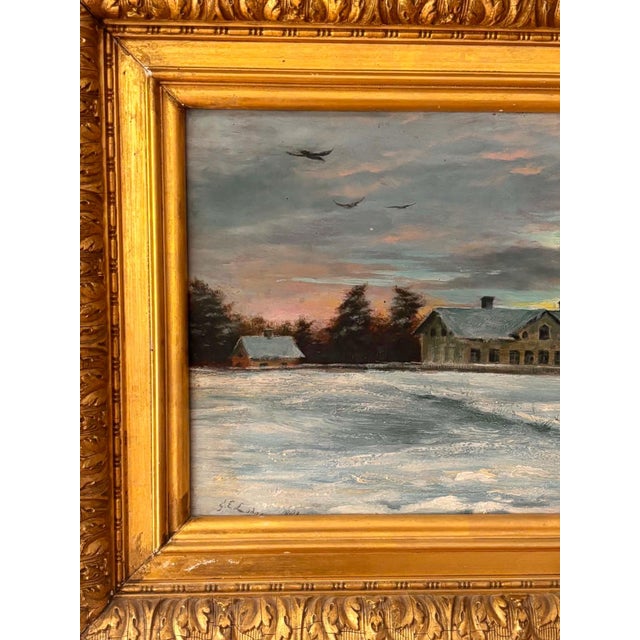 George Edward Lodge, Winter Landscape, 1882, Oil Painting on Wood, Framed For Sale - Image 11 of 12