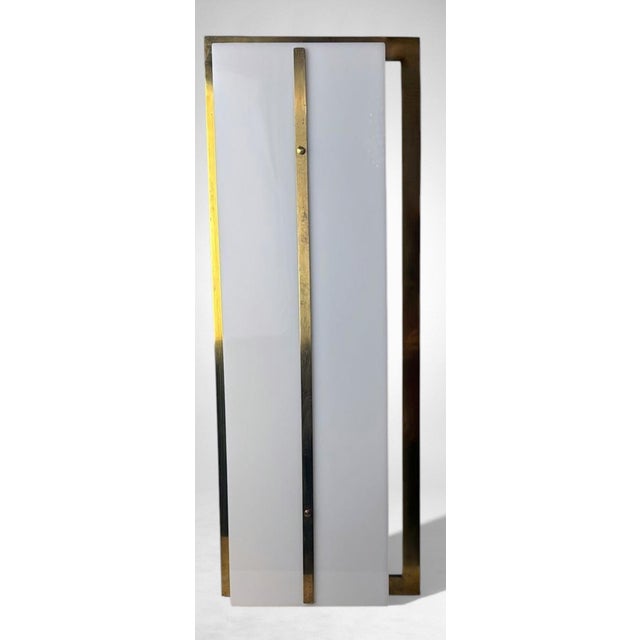 White Late 20th Century Romeo Rega Style Large Italian Brass and Opaline Plexiglass Wall Sconces - a Pair For Sale - Image 8 of 18