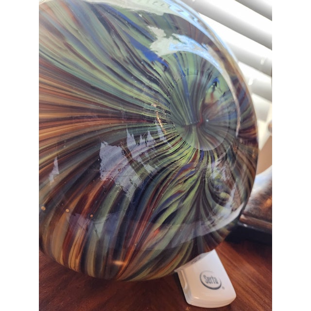 Large 11" Attributed to Murano Pulled Feather "Fenicio" Art Glass Vase – Fiery Sunset Palette For Sale In Dallas - Image 6 of 7