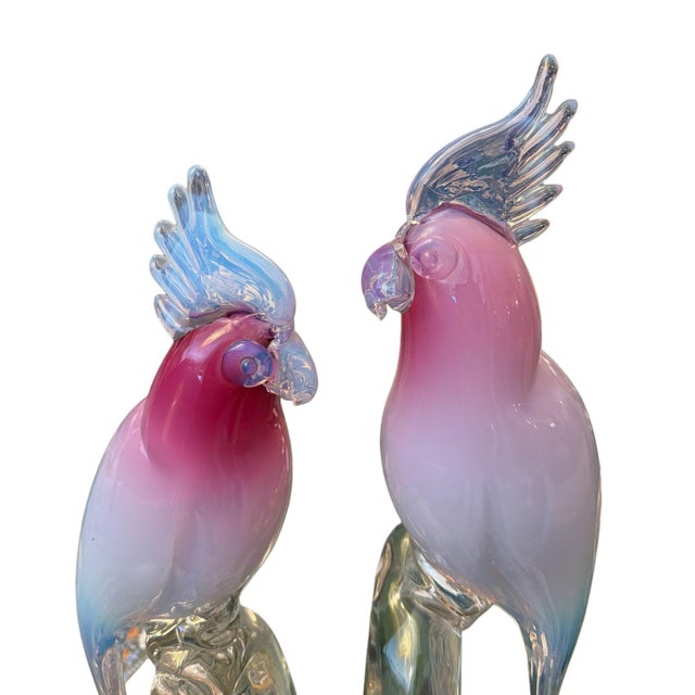 Pink Renato Anatra Murano Glass Cockatoo Sculpture in Pink & Opalescent. Circa 1970's For Sale - Image 8 of 9