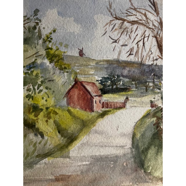 Two original small watercolors on heavyweight paper. Rural country barn landscape themes. Possibly French countryside....