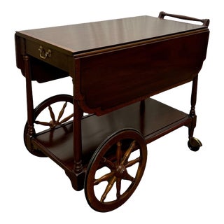 Vintage Henkel Harris Federal Style Mahogany Drop Leaf Bar Cart For Sale