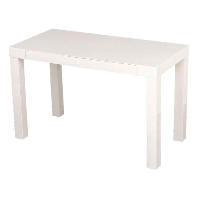 Modern White Lacquered Parson's Desk For Sale
