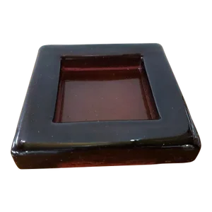 1980s Heavy Glass Amethyst Square Candle Holder