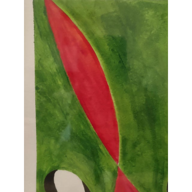 "Black and White Awning 1" swirling among green and red.. There is a #2 which is sold separately... Size is 18"x22"x.5;...