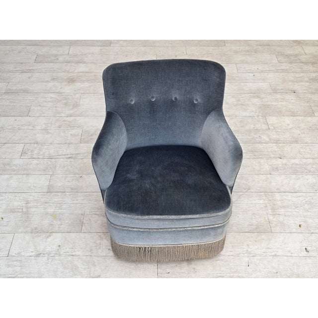 Vintage Danish Lounge Chair in Furniture Velour and Beech Wood, 1960s For Sale - Image 12 of 18