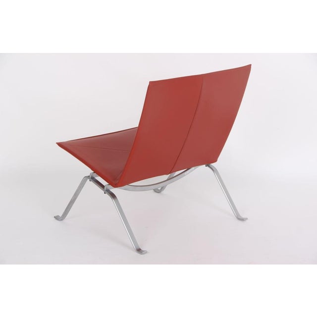 Fritz Hansen PK22 Chair in Red Leather by Poul Kjærholm for Fritz Hansen, 1999 For Sale - Image 4 of 11