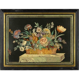 Unknown, Flower Painting in Scagliola, Late 19th Century, Mixed Media, Framed For Sale