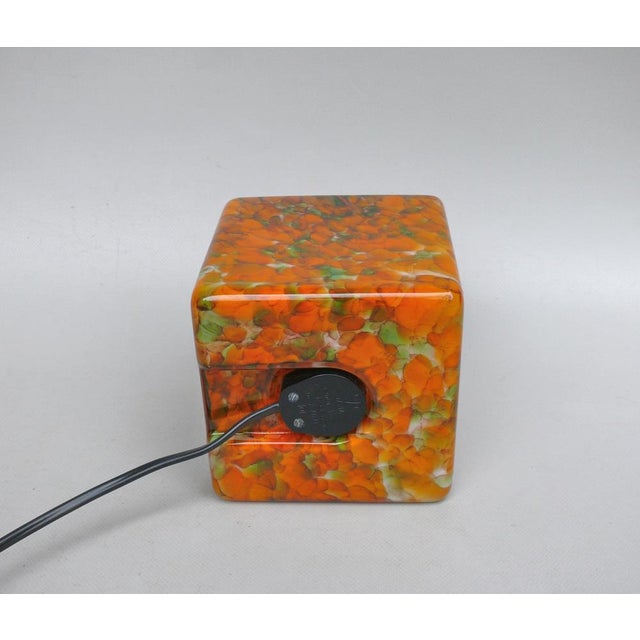 Glass Flamed Cased Glass Table Lamp Cube in Orange, Green, Black and Beige by Peill & Putzler, 1970s For Sale - Image 7 of 16