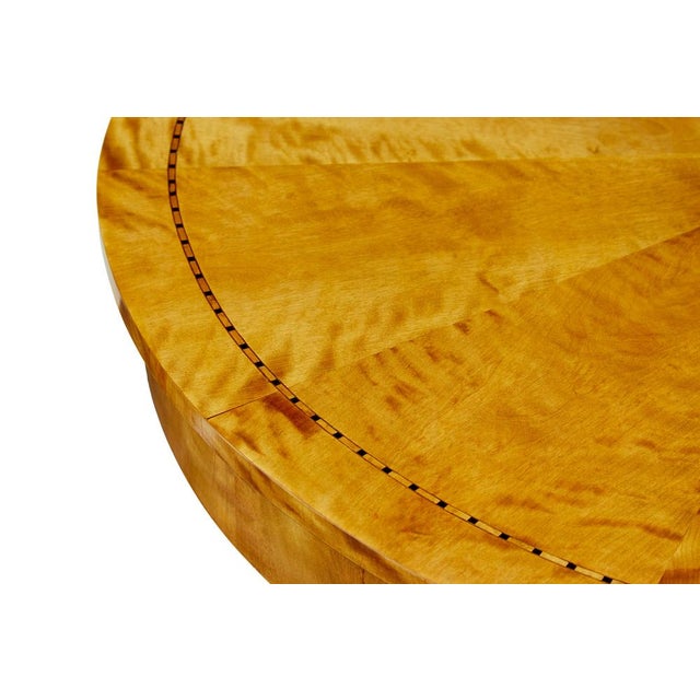 Wood Scandinavian Art Deco Inlaid Birch Center Table, 1920 For Sale - Image 7 of 10