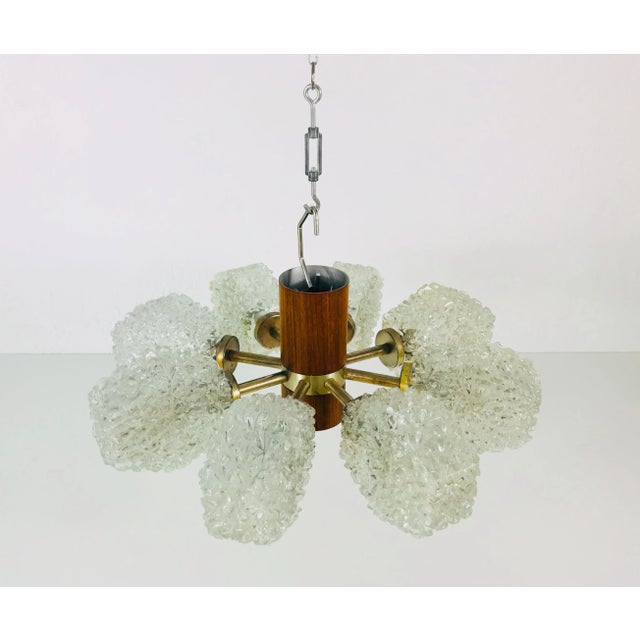 Metal Teak and Brass Flush Mount Lamp from Temde, 1960s For Sale - Image 7 of 12