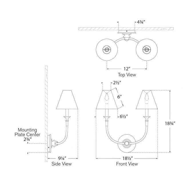 Transitional Thomas O'Brien for Visual Comfort Signature Piaf Double Sconce in Plaster White with Linen Shades For Sale - Image 3 of 3