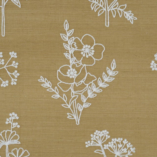 Schumacher Schumacher Lisbeth Embroidered Sisal Wallcovering In Olive For Sale - Image 4 of 6