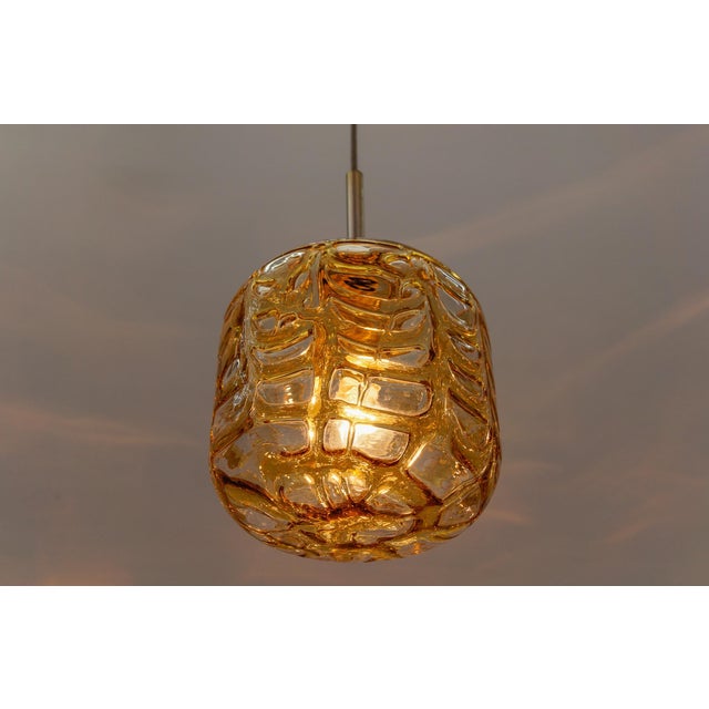 Metal Yellow Murano Glass Ball Pendant Lamp from Doria Leuchten, 1960s For Sale - Image 7 of 8