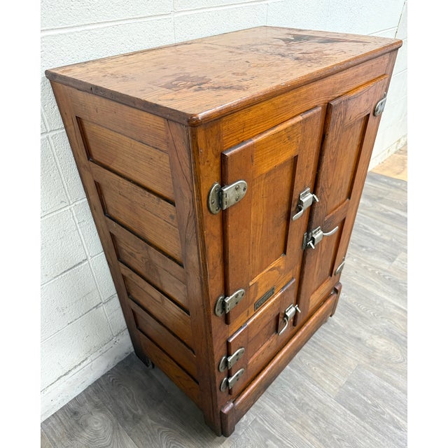 Late 19th Century Antique Coldtite Oak Ice Box For Sale - Image 5 of 10