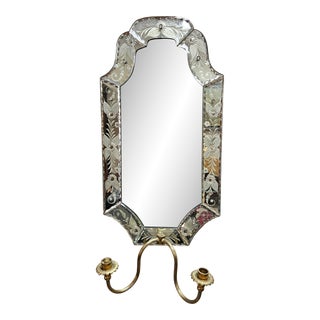 Early 1900's Venetian Wall Mirror & Sconce For Sale
