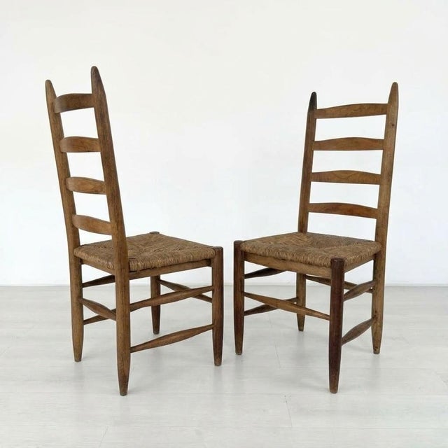 Dimensions: H 41.7” x W 18.5” x D 18.5” x SH 19” Set of 4 Vintage French Farmhouse dining chairs with original rush woven...