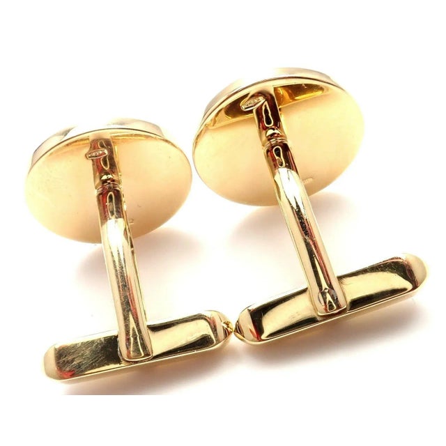 2000 - 2009 Bvlgari Bulgari 18k Yellow Gold Black Onyx Cufflinks, Pair For Sale - Image 5 of 9