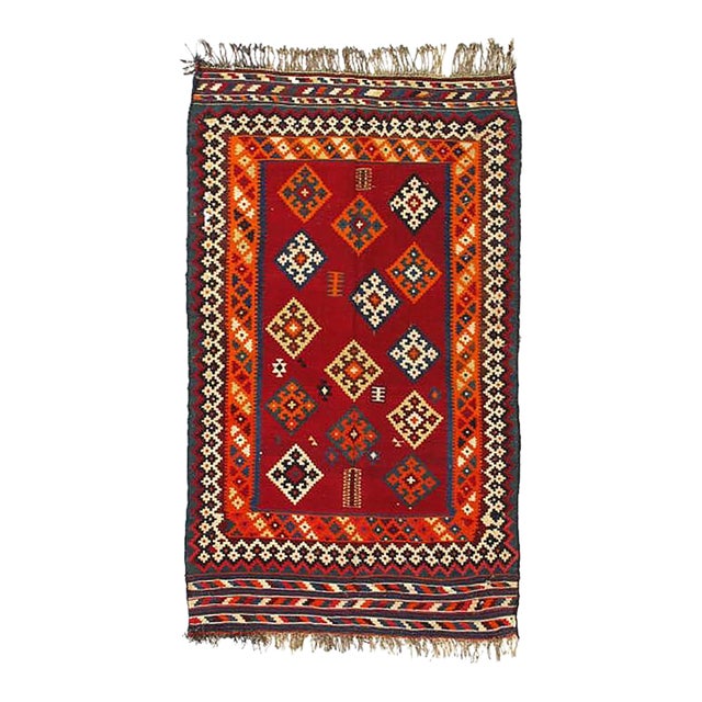 Pasargad DC Red Vintage Reversible Kilim Flat Weave For Sale