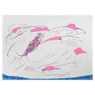 Giulio Turcato, Abstract Pink Composition, Screen Print, 1973 For Sale