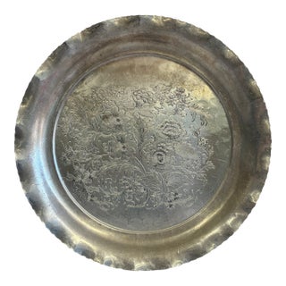 Vintage Federal Silver Co. Hand-Wrought Aluminum Floral Tray For Sale