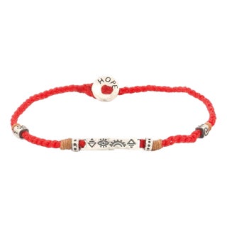 Sterling Silver Spiritual Symbols Red Woven Hope Braided Bracelet For Sale