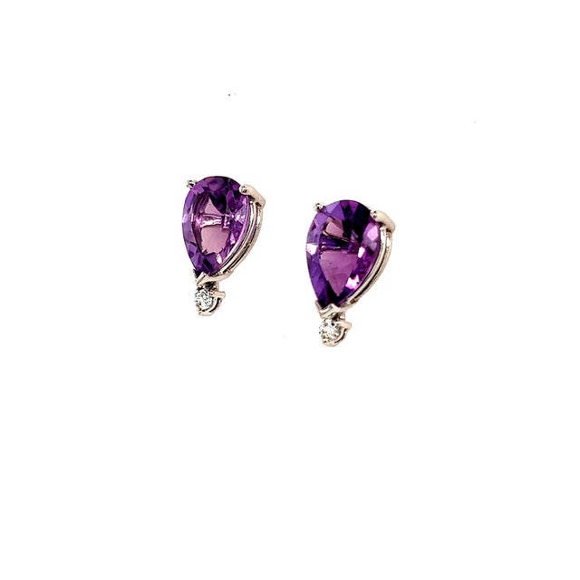 Natural Amethyst Diamond Earrings 14k Gold 3.71 TCW Certified For Sale - Image 10 of 11