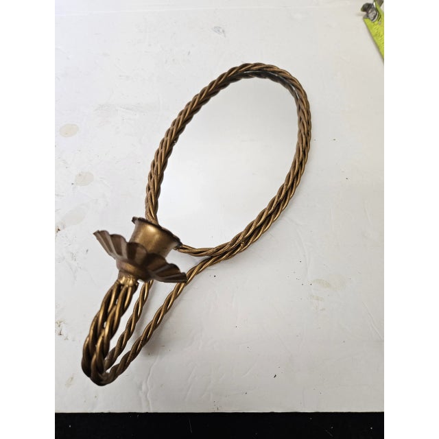 Fun set of 4 Twisted Gold Metal Mirrored Sconces, probably Italian, from the 60s.