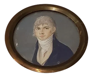 19th Century Portrait Miniature of a Young Man Wearing a Cravat