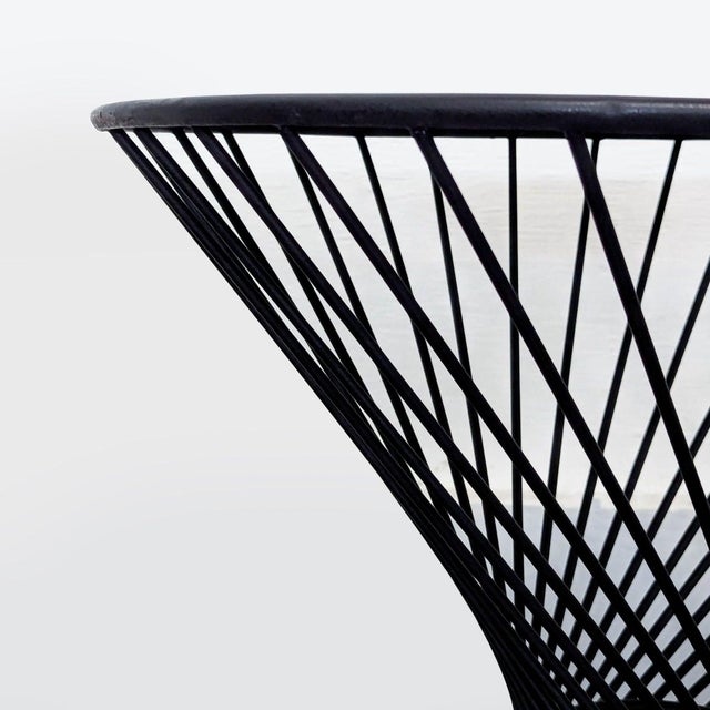 2000 - 2009 Modern Black Wire Frame Accent Outdoor Table With Round Top For Sale - Image 5 of 6