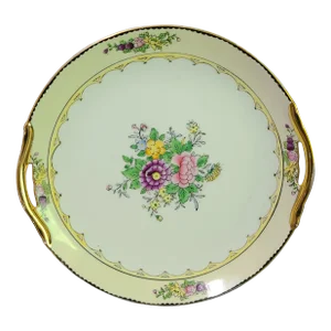 Vintage Noritake Hand Painted Floral Gilded Fine Porcelain Cake Platter