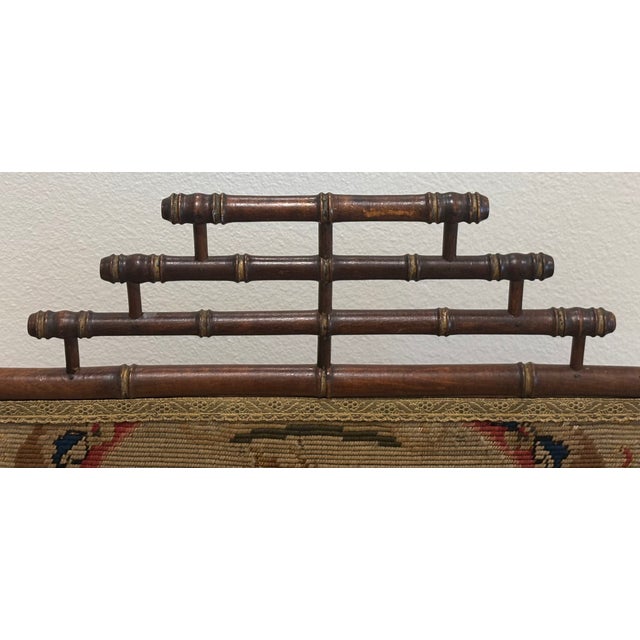 Antique 19th Century Napoleon III Faux Bamboo Fireplace Screen With Floral Needlework Panel For Sale - Image 13 of 18