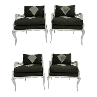 Vintage Harlequin Armchairs Attributed to Maison Jansen Set of 4 For Sale